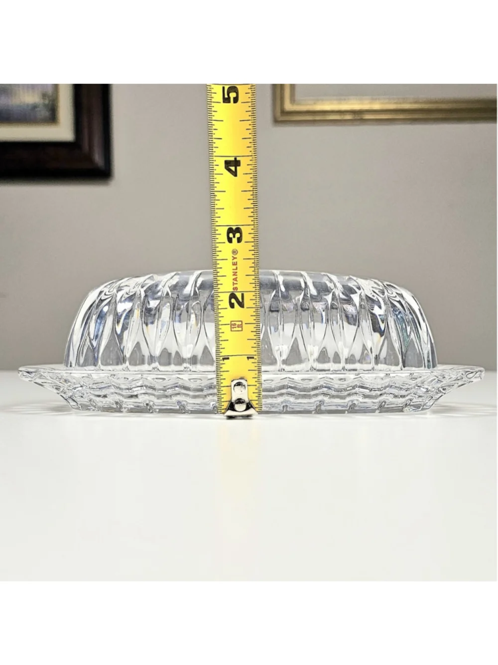 Vintage Mikasa Park Lane Lead Crystal Covered Butter Dish Lid 1/4 Lb Tray 1980s